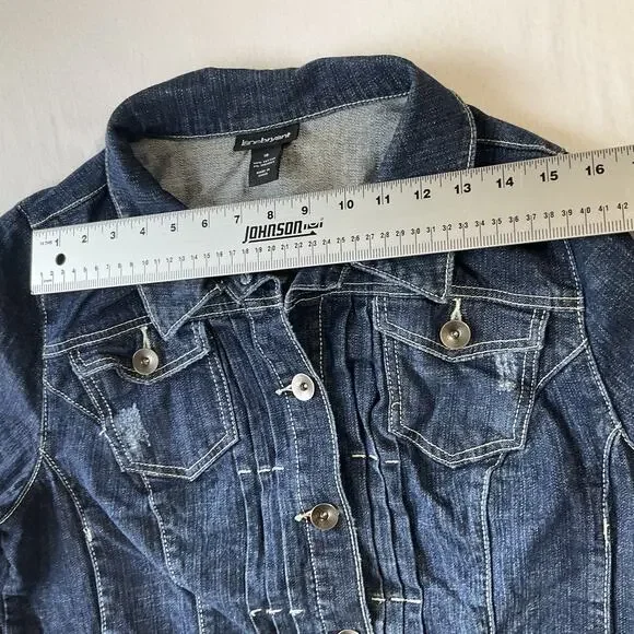 Lane Bryant Women Jacket 18 Blue Denim Jacket Western Button Long Sleeve Inner - Picture 4 of 8